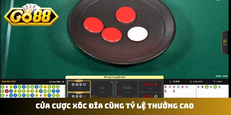 Cửa cược xóc đĩa cùng tỷ lệ thưởng cao